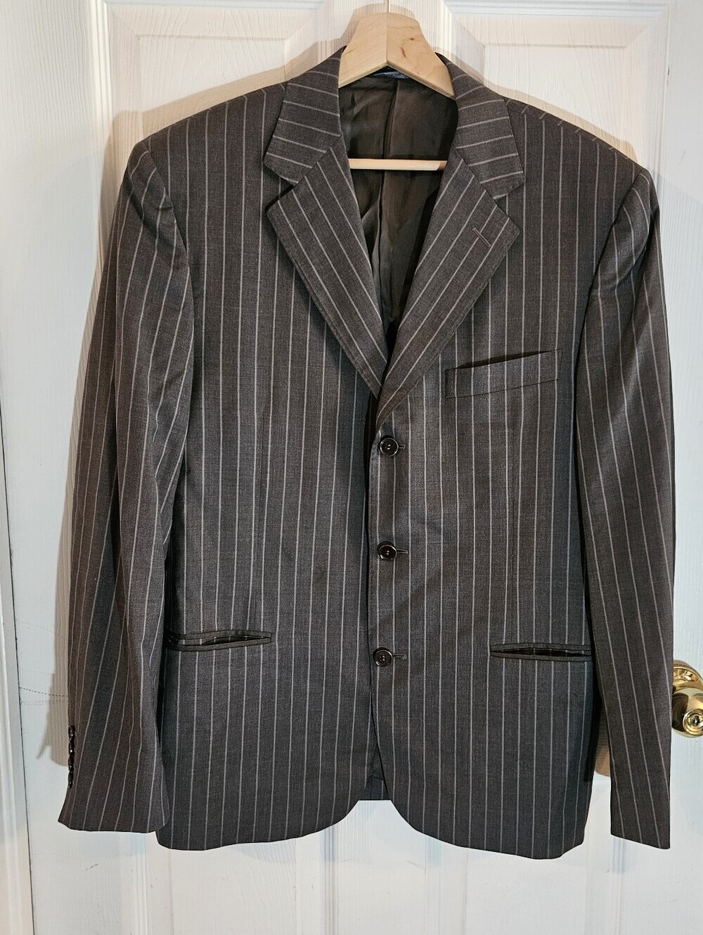 Canali Suit Jacket Brown Pinstripe Striped Blazer Sport Jacket 42R Pure Wool